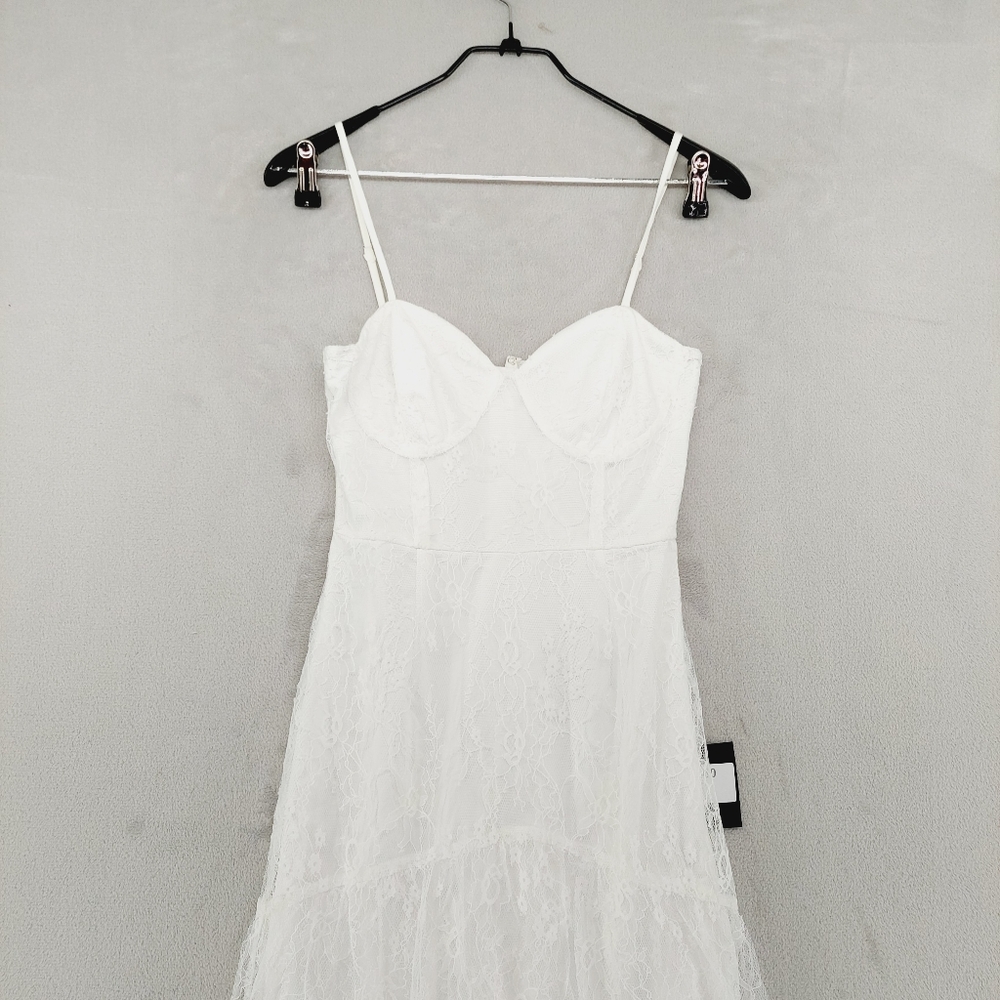 New Lulus Elaborate Love White Lace Bustier Tiered High-Low Maxi Dress P1967 - Picture 4 of 9